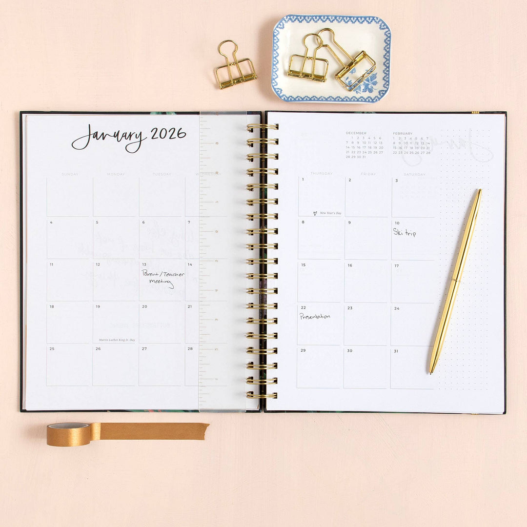 Dark Riverbend Floral Planner: 2026 Calendar Year