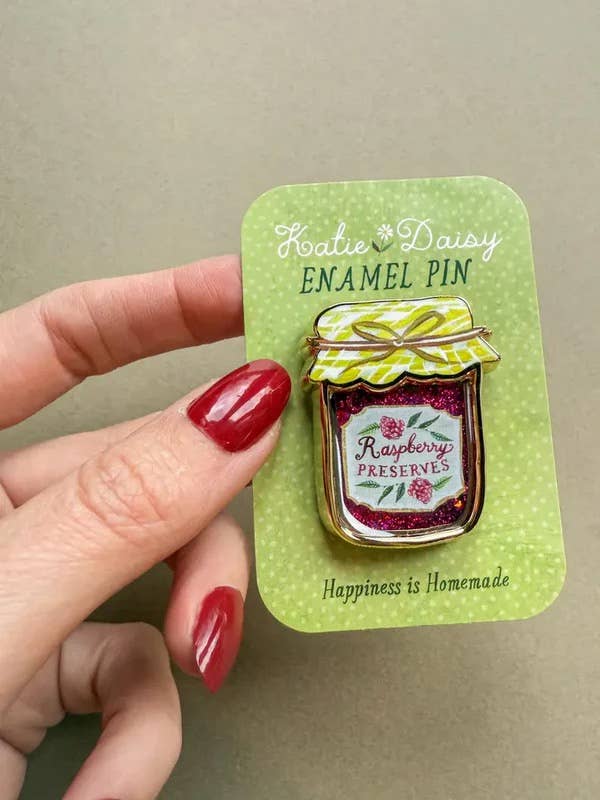 Interactive Jam Jar Pin with Liquid Glitter