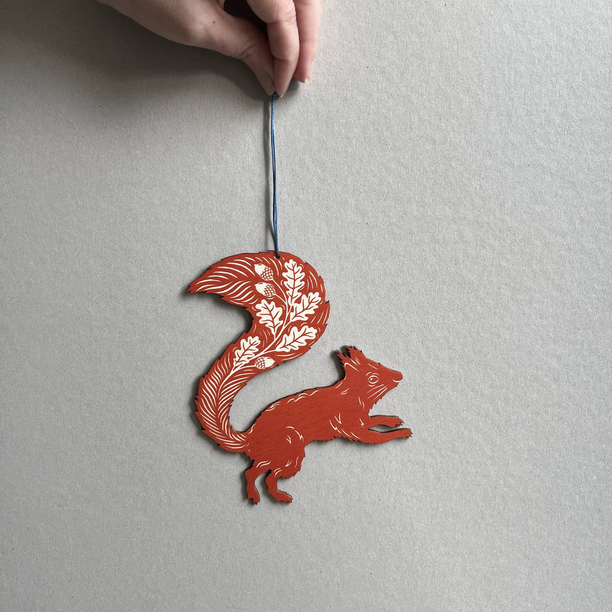 Red Squirrel - Screen Printed Wooden Ornament