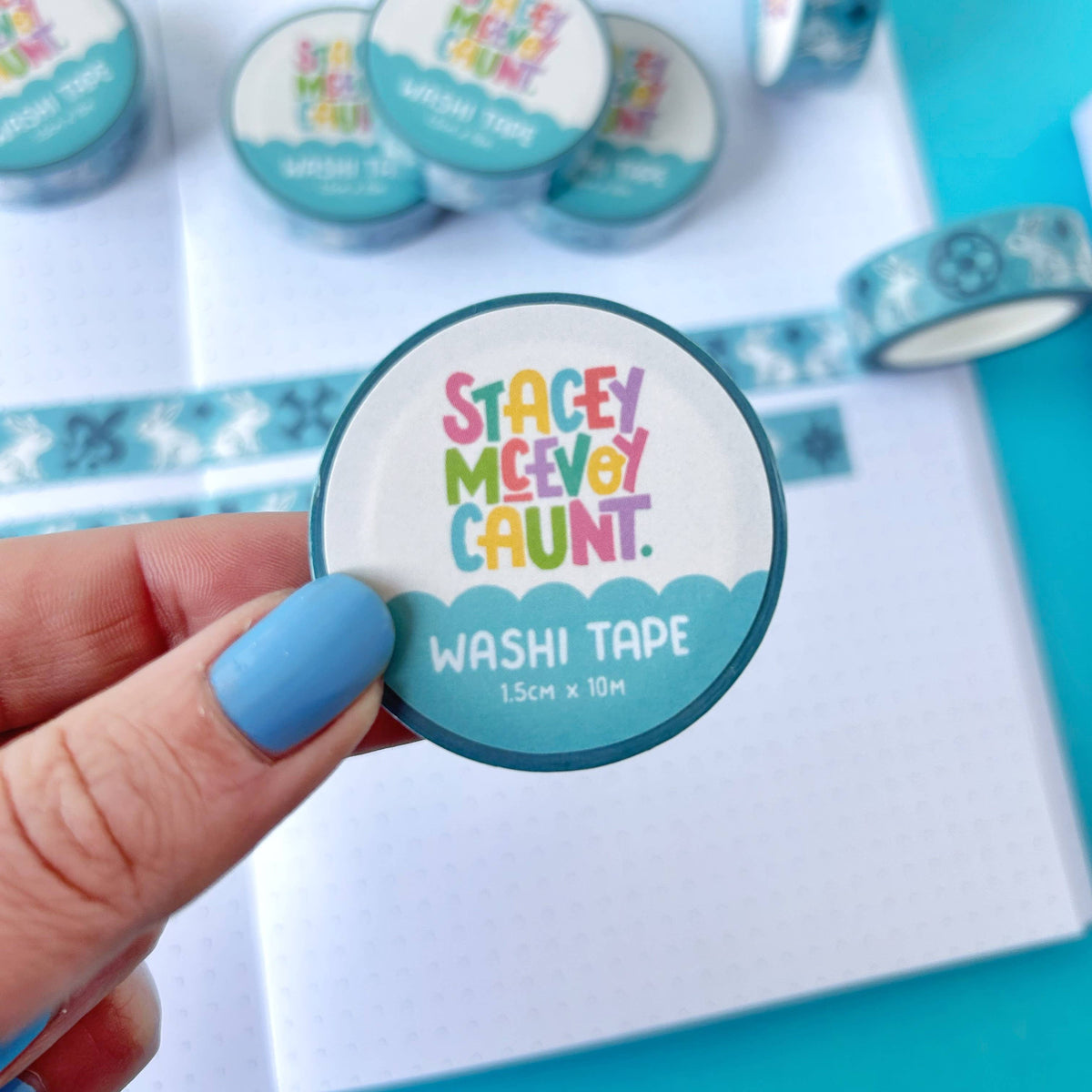 Blue Medieval Bunny Washi Tape