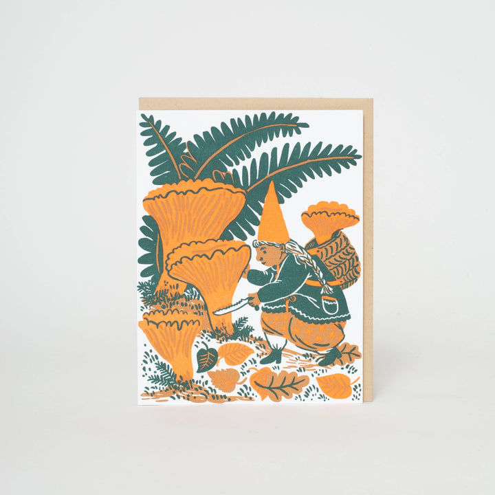 Mushroom Picking Gnome Card