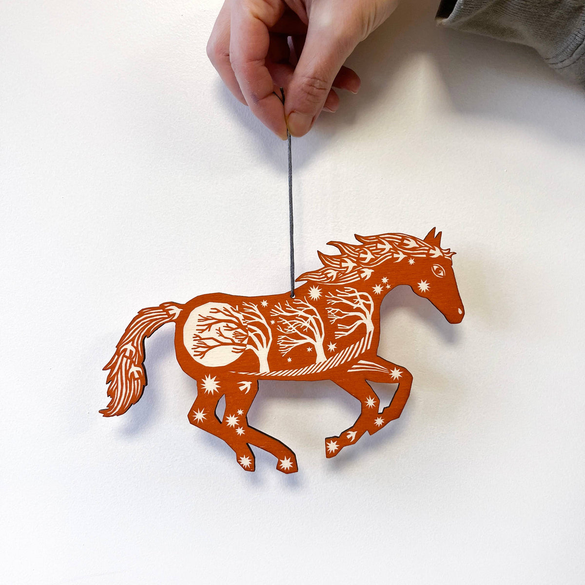 Ginger Horse - Screen Printed Wooden Ornament