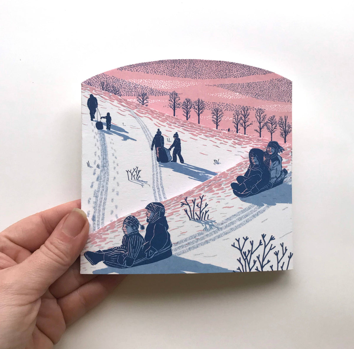 Sledging at Dusk Concertina Card