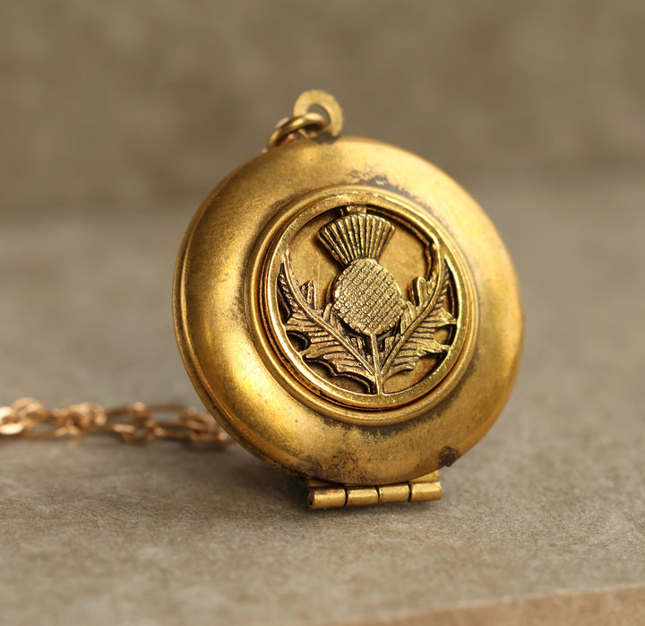 Gold Scottish Thistle Locket