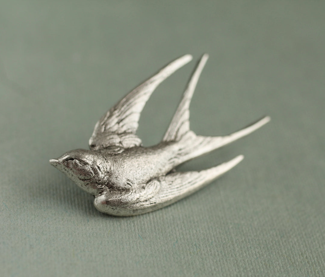 Silver Swallow Brooch
