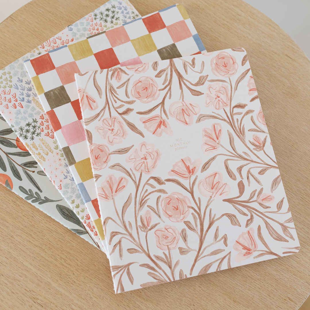 Pink Floral Stitched Monthly Planner