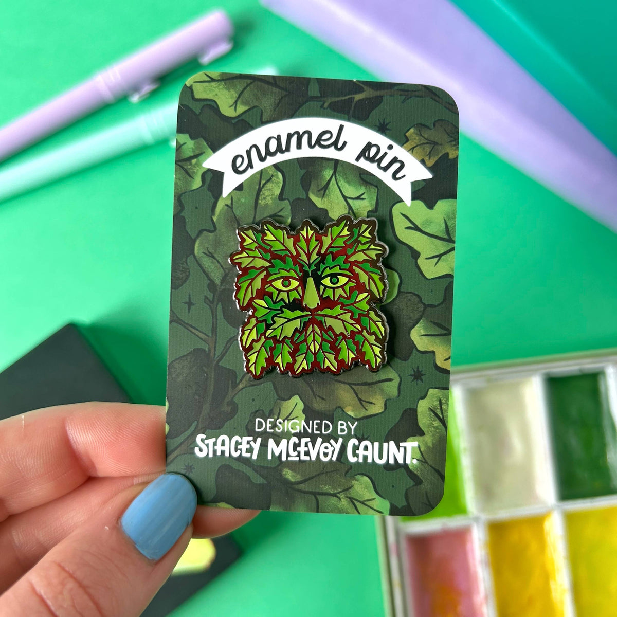 Green Man Pin
