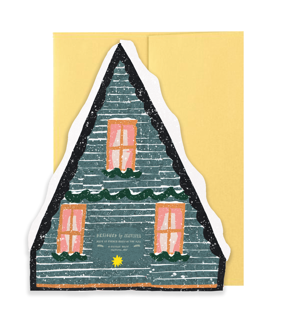 Winter A-Frame Cabin Die Cut Card