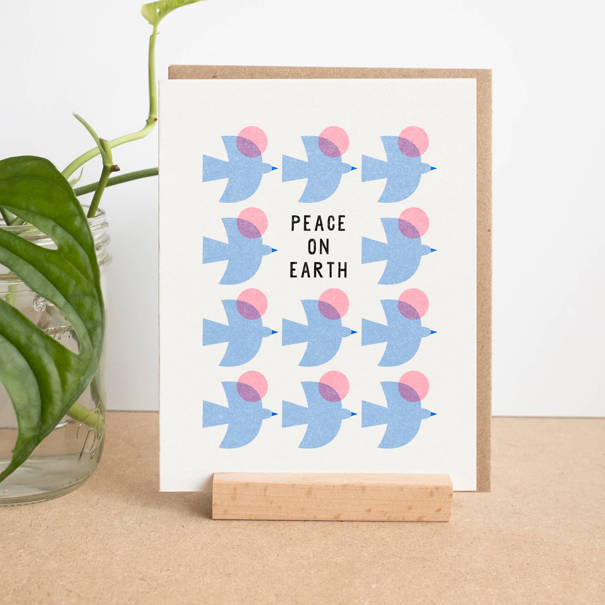 Blue Birds Peace Holiday Card