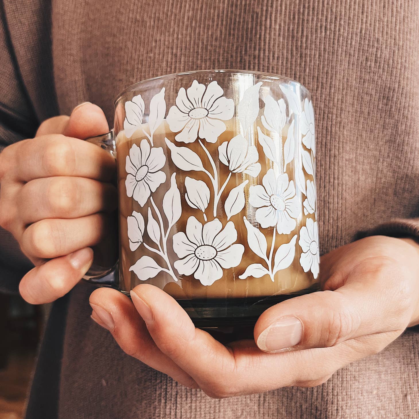 Floral Glass Mug