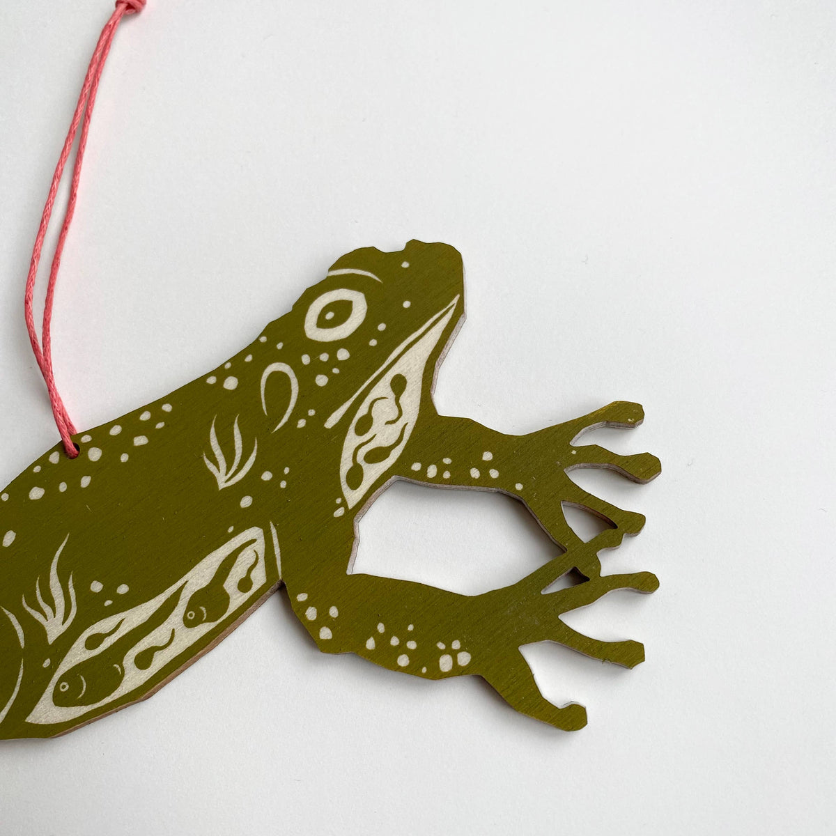 Jumping Frog - Screen Printed Wooden Ornament