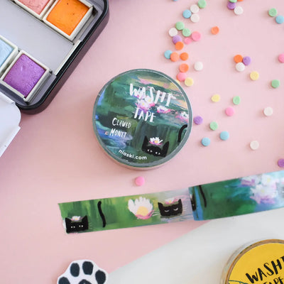 The ‘cat artist' wash tape range is a feline reimagining of some of the greatest artists of all time in stationery form.  The 'clawed meow' tape is a feline interpretation of artwork by, Claude Monet now reimagined as 'clawed meow.’  Details: 15mm x 10m  By Niaski