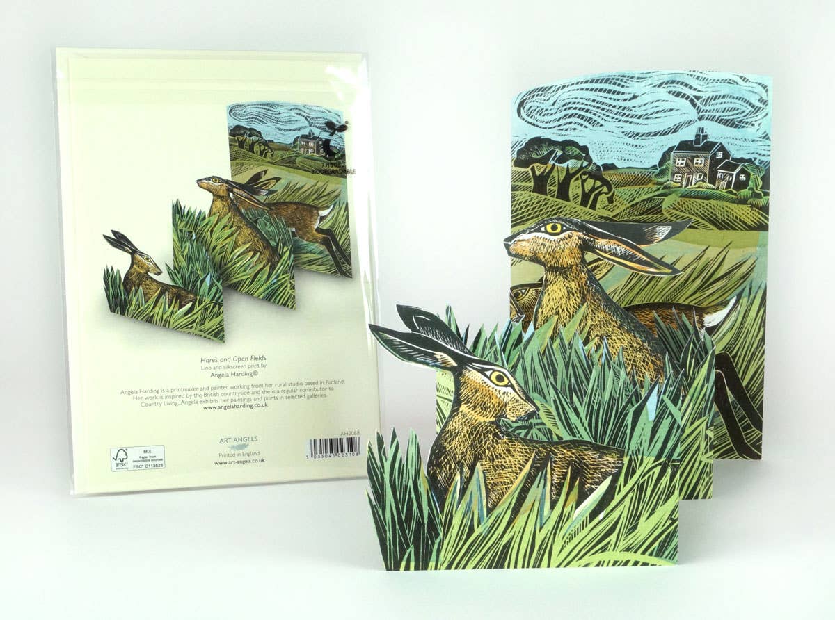 Hare & Open Fields Concertina Card