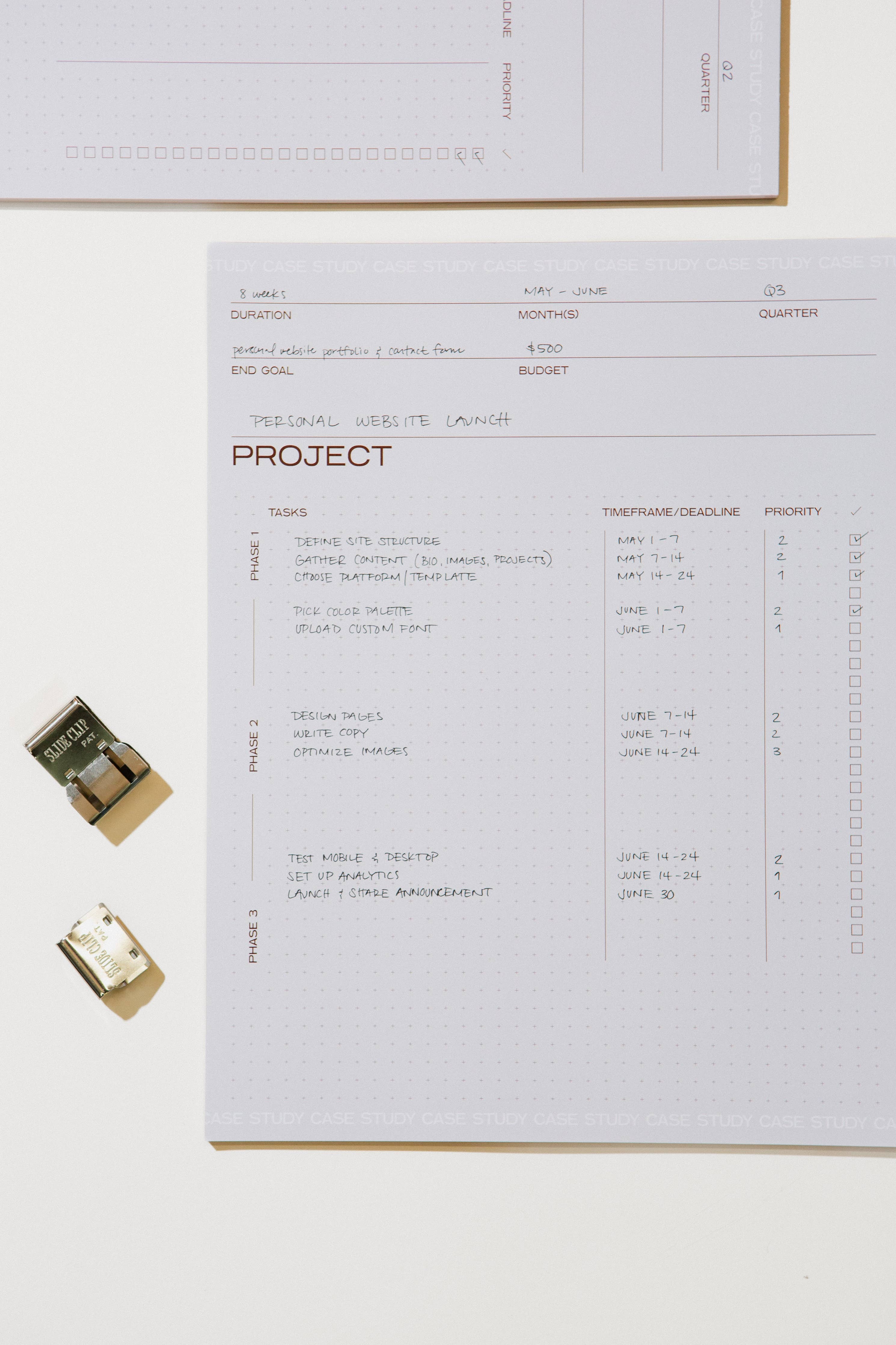 Utilitarian Project Planner Pad