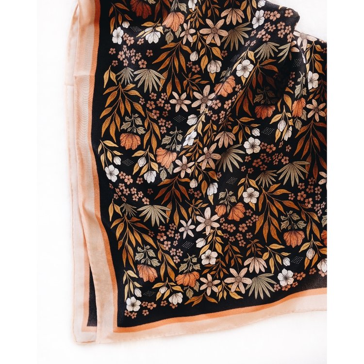 Silk Scarf - Midnight Garden Floral