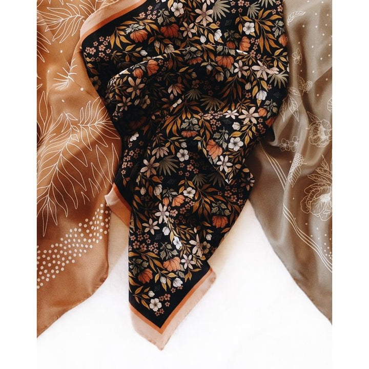 Silk Scarf - Midnight Garden Floral