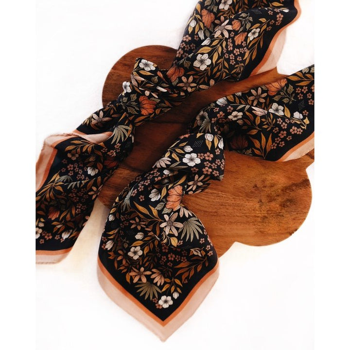 Silk Scarf - Midnight Garden Floral