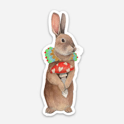 Mushroom Lover Rabbit Sticker