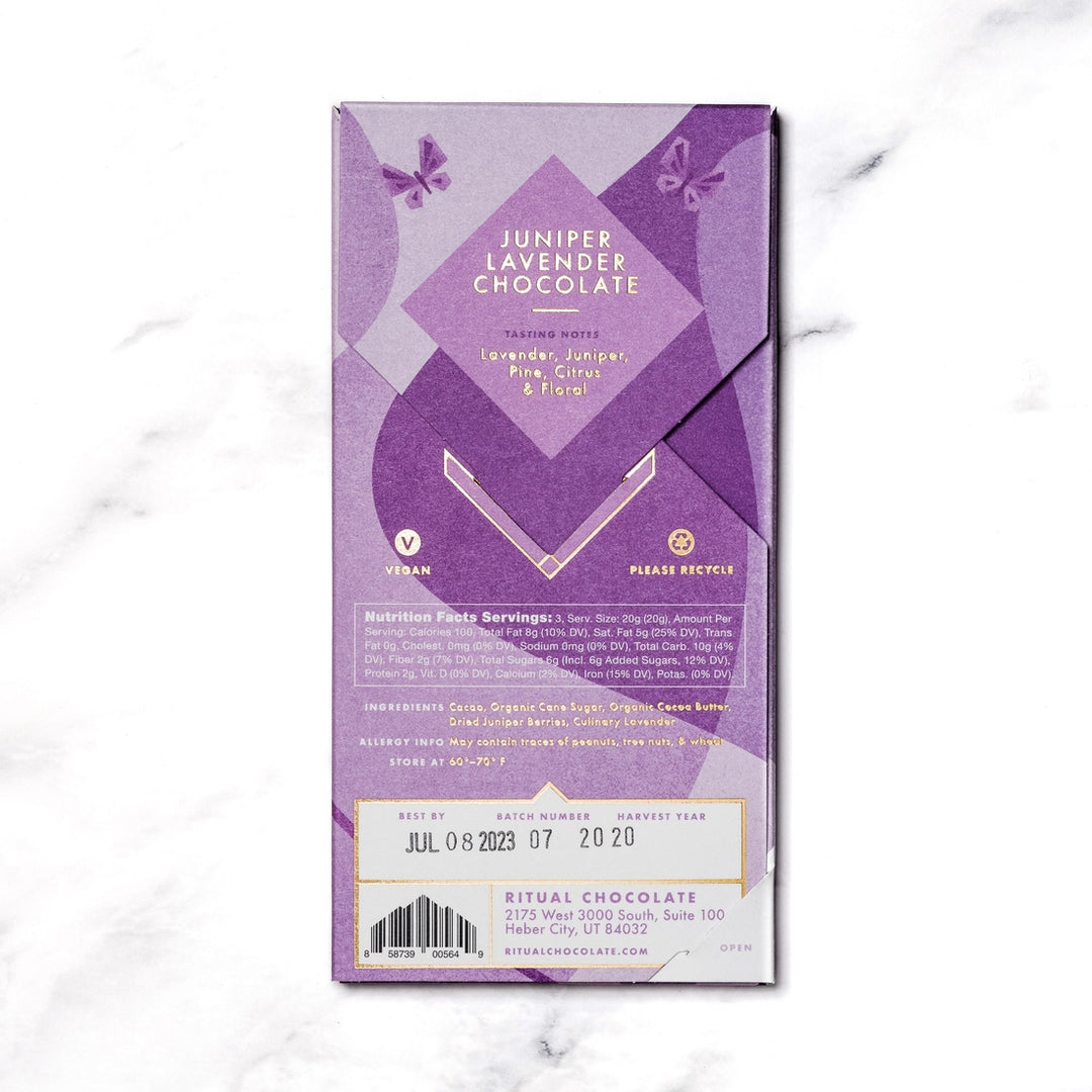 Juniper Lavender 70% Cacao Chocolate Bar