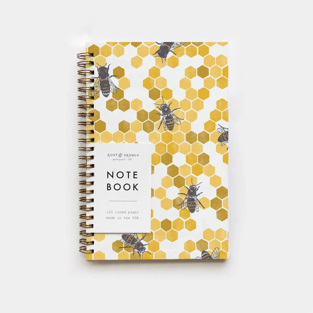 Honeycomb & Bee Spiral Notebook - Lined