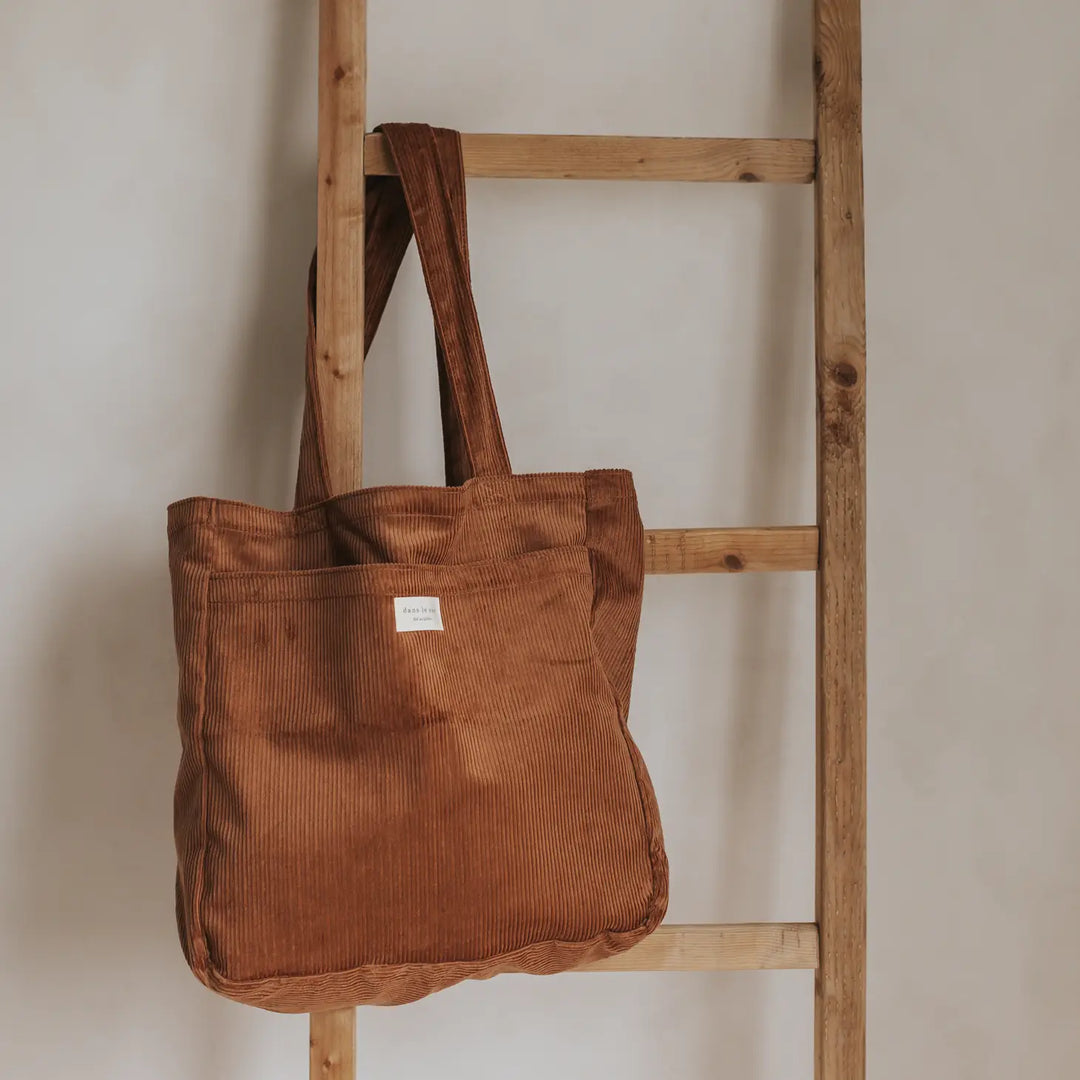 Double Pocket Tote Bag - Corduroy Olive