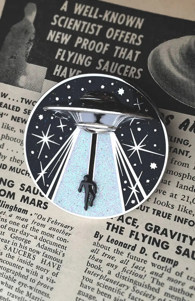 Alien Abduction UFO Pin - Glitter + INTERACTIVE