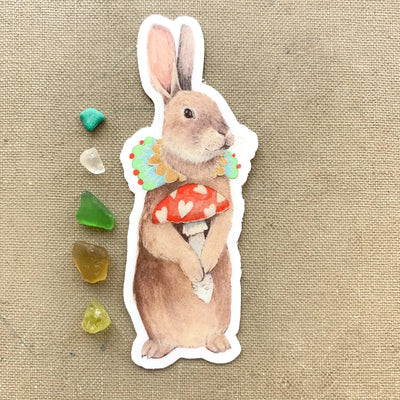 Mushroom Lover Rabbit Sticker