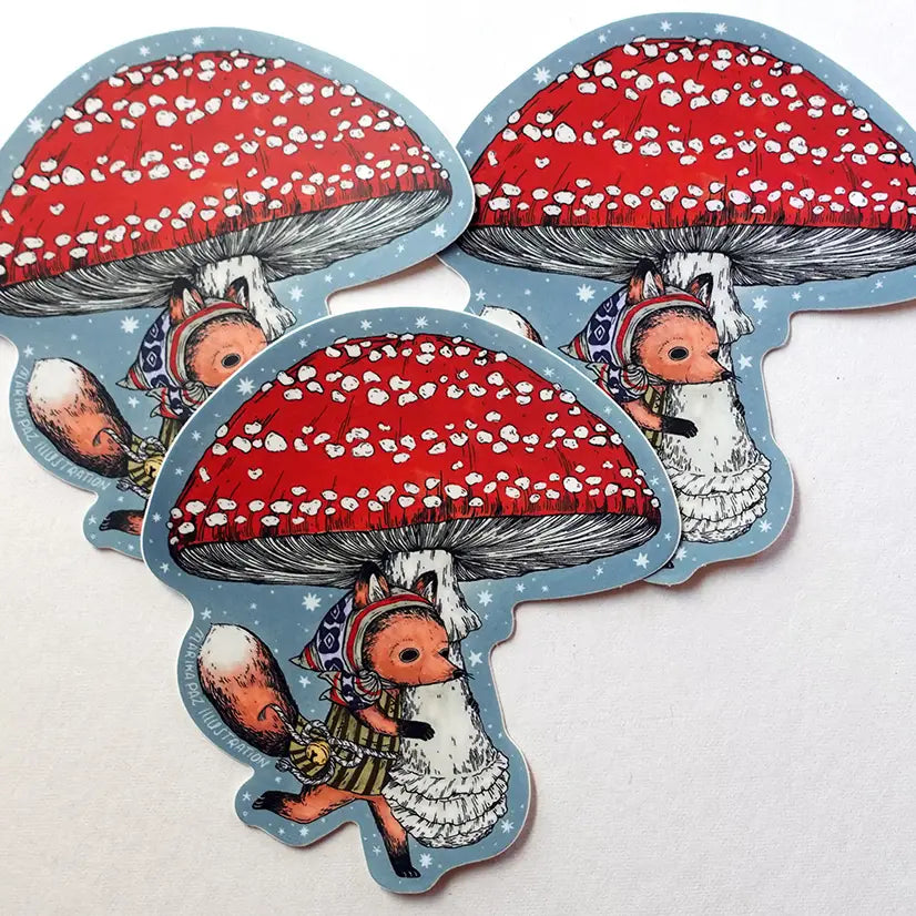 Big Mushroom Fox Sticker