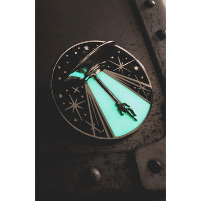 Alien Abduction UFO Pin - GLOW-in-the-dark + INTERACTIVE
