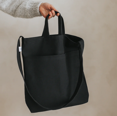 Double Pocket Tote Bag - Black