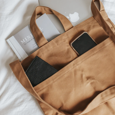 Double Pocket Tote Bag - Black