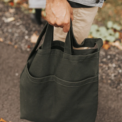 Double Pocket Tote Bag - Black