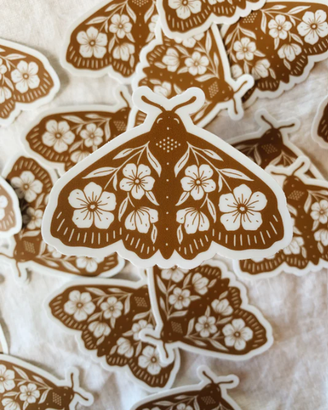 Floral Moth Sticker