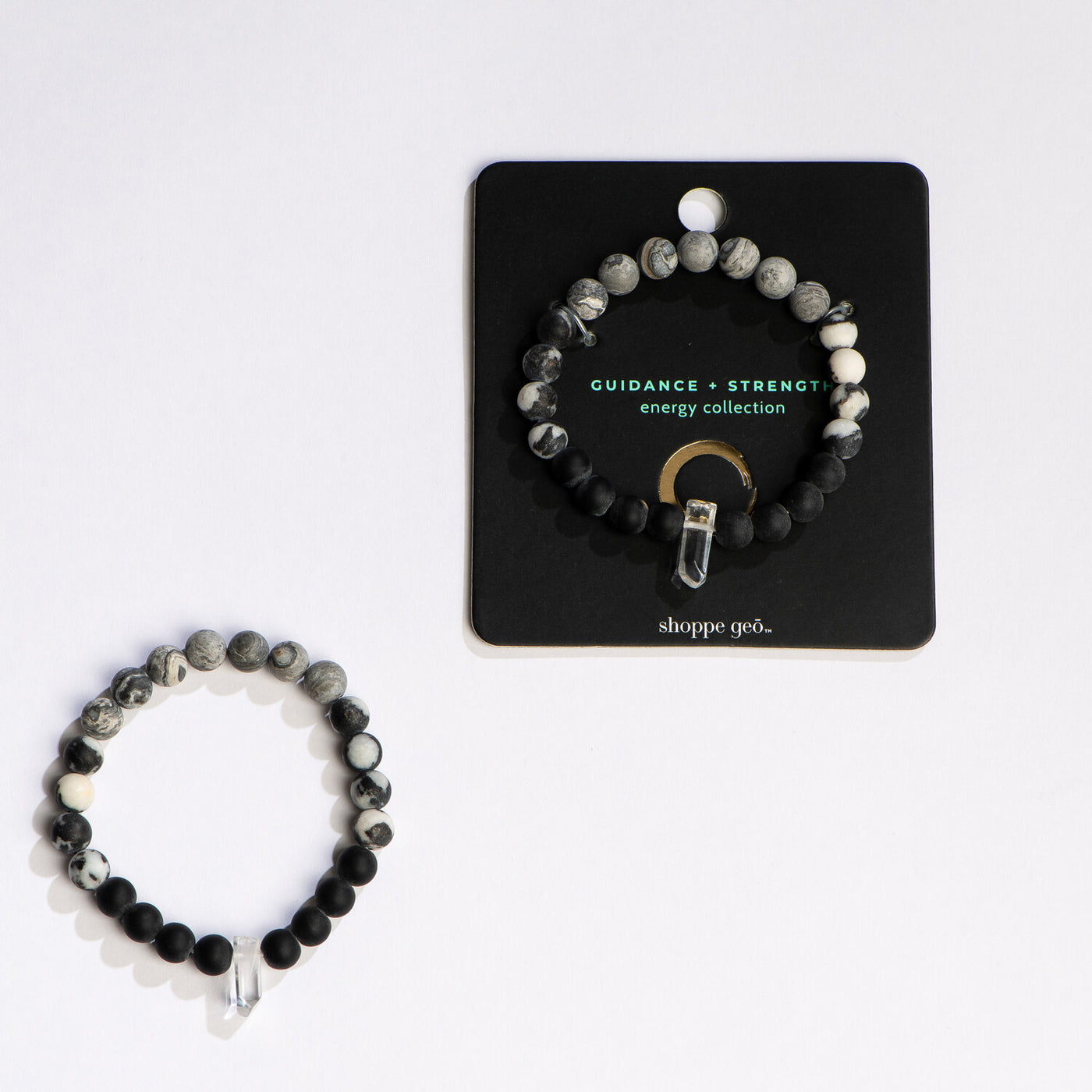 Guidance + Strength Black Crystal Bracelet