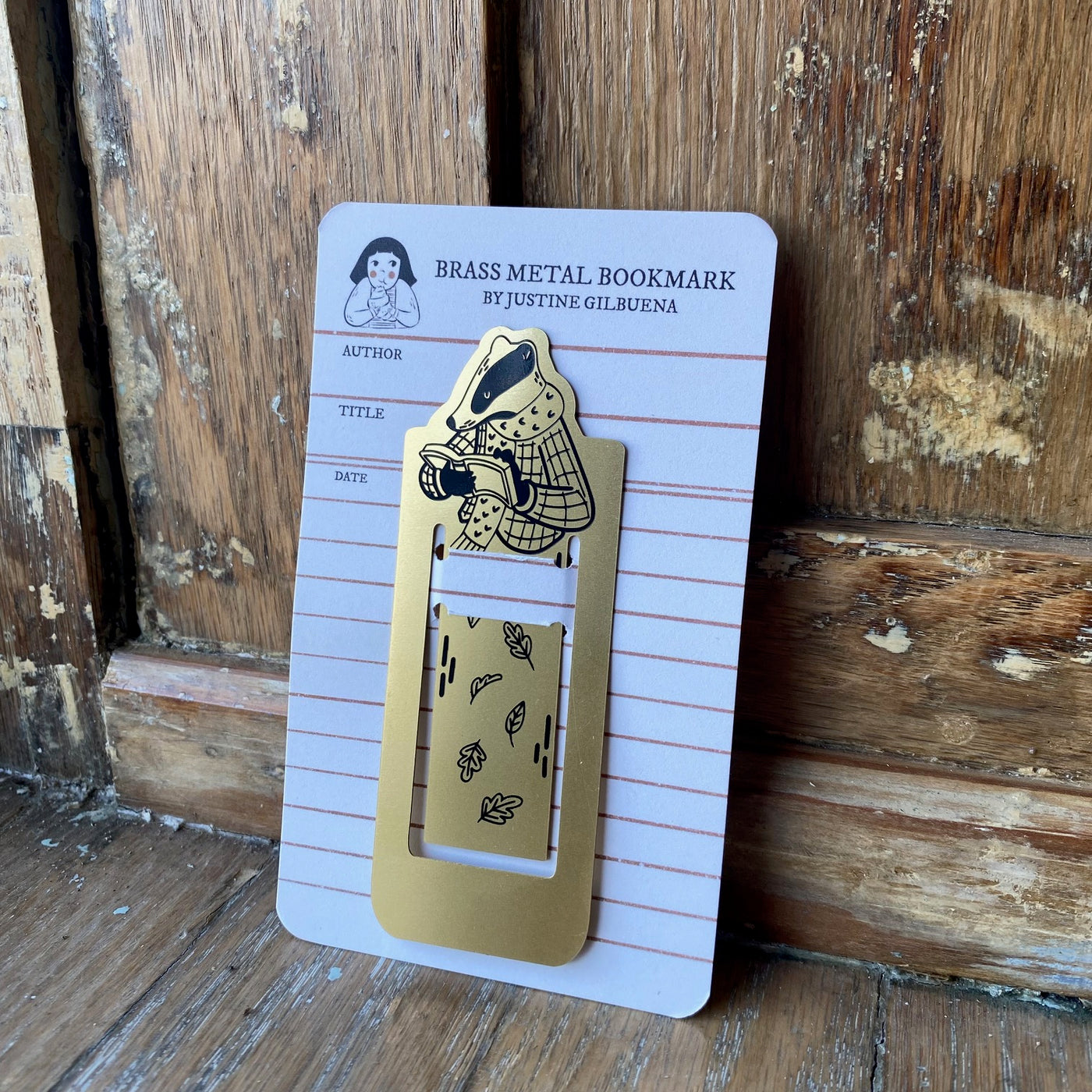 Book Loving Badger Brass Bookmark