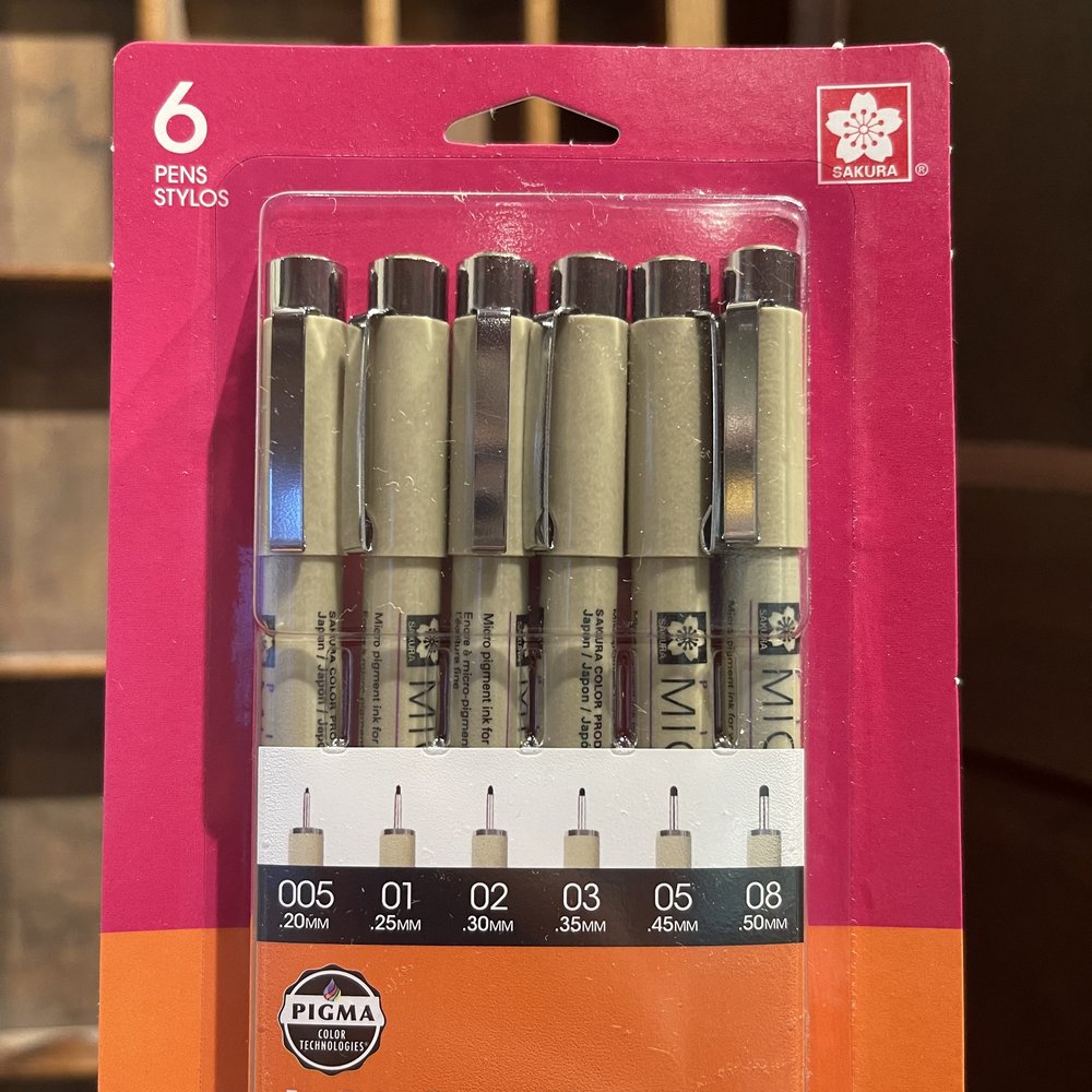 Micron Pens - Black 6 Pack