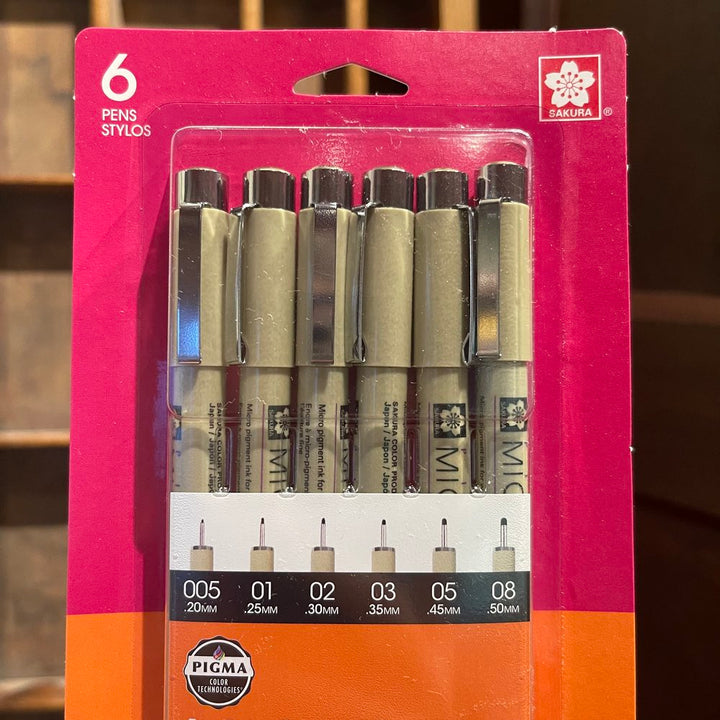 Micron Pens - Black 6 Pack