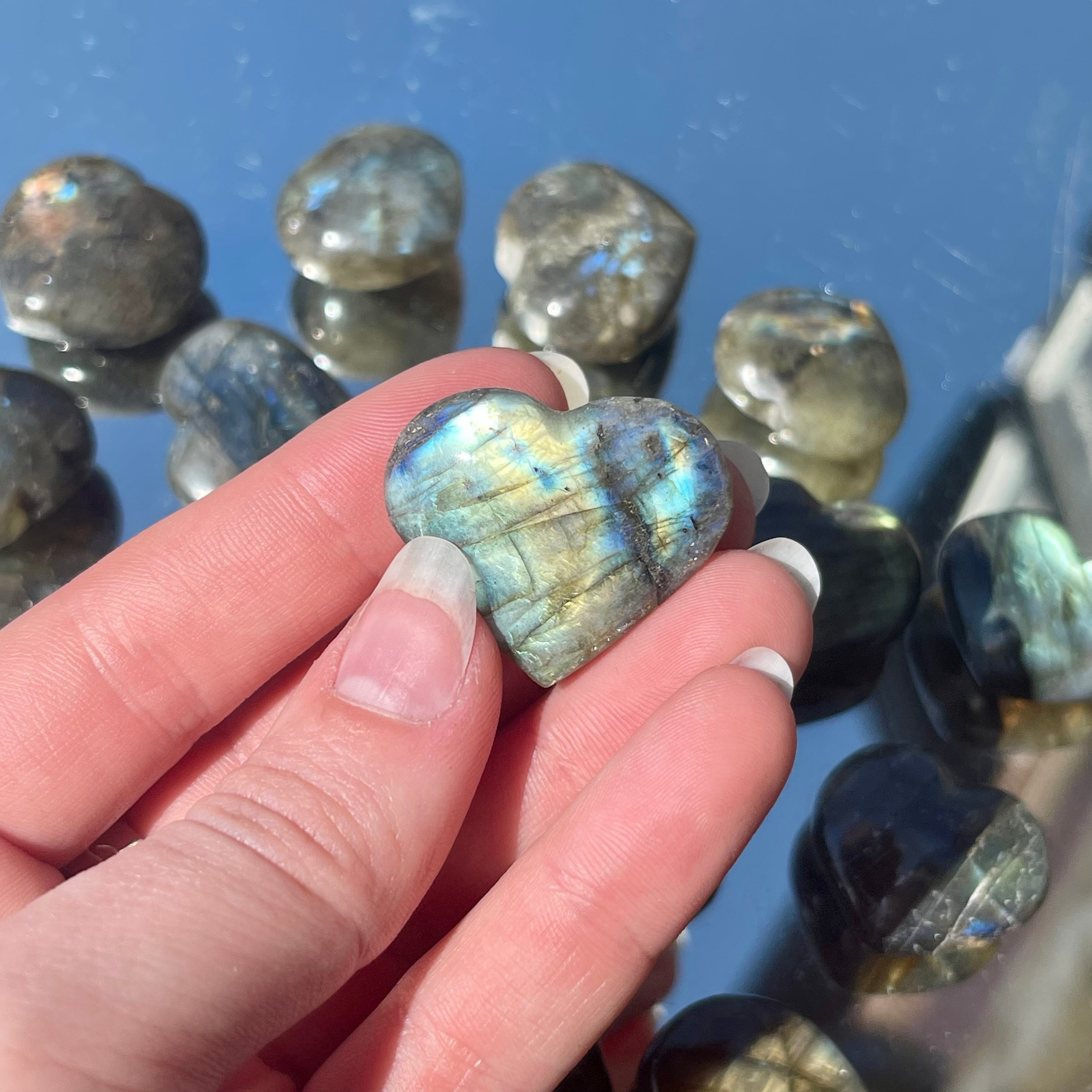 Labradorite - Heart Carvings