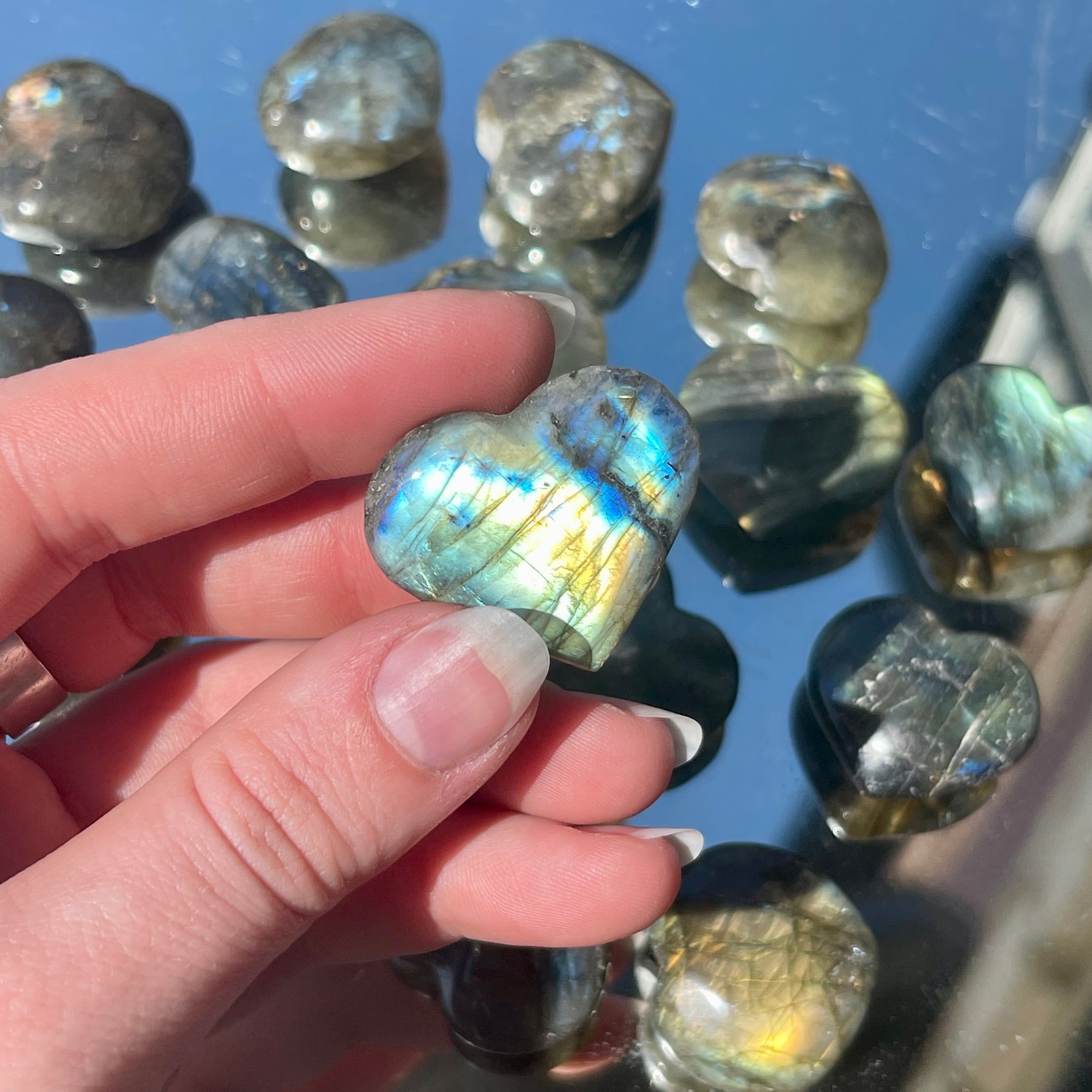 Labradorite - Heart Carvings