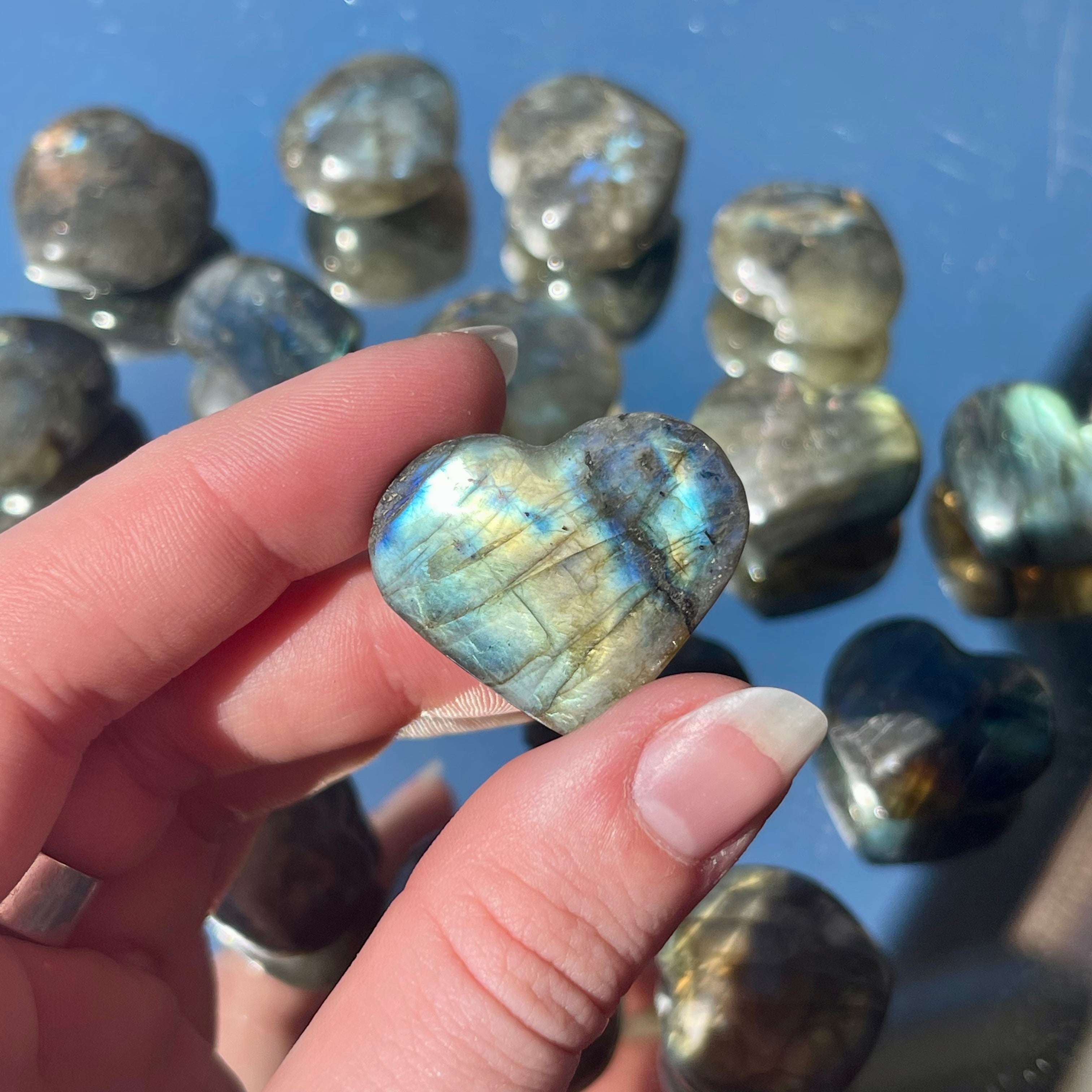 Labradorite - Heart Carvings