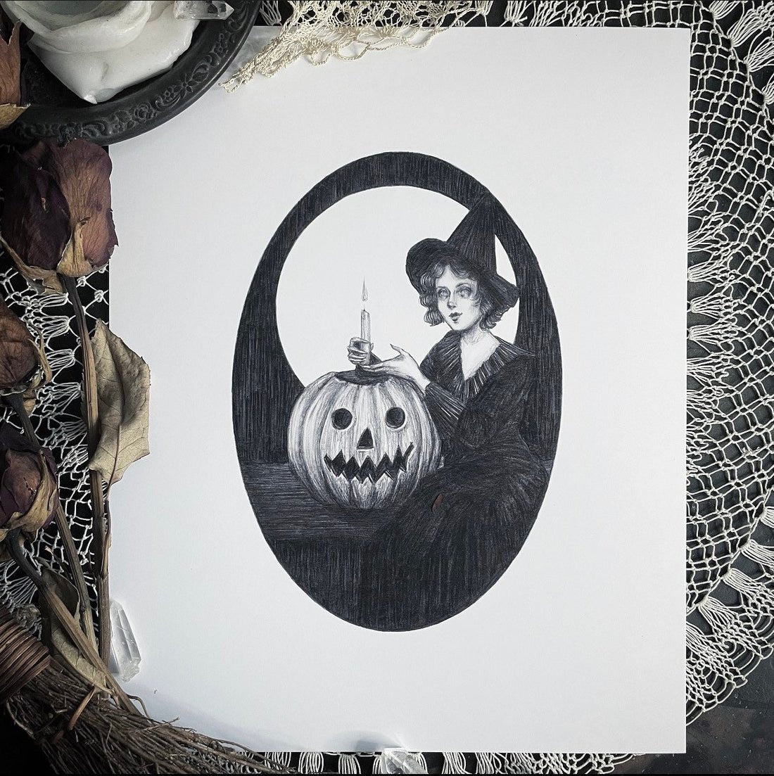 Jack O' Lantern Witch Print