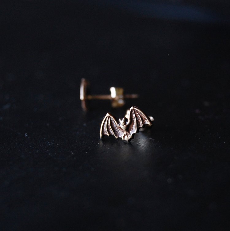 Mini Brass Bat Stud Earrings