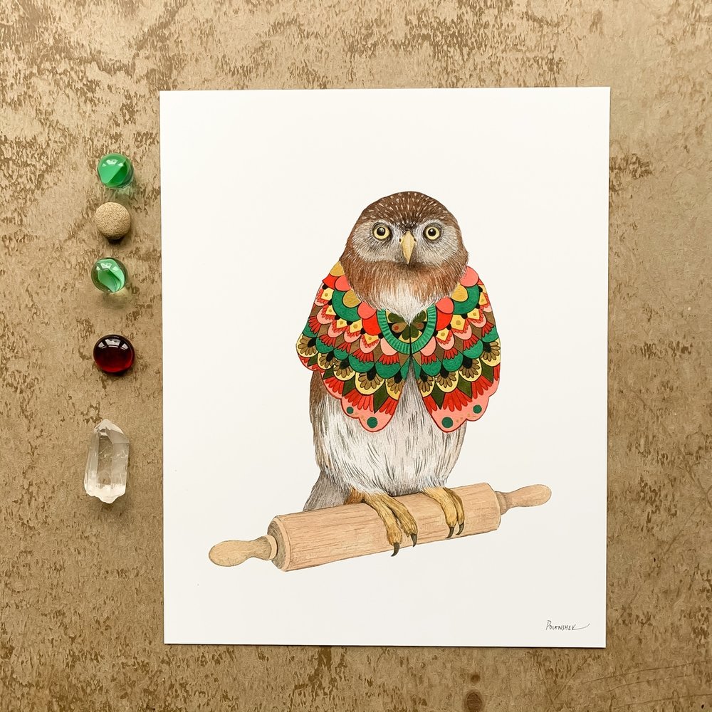 Rolling Pin Owl Print