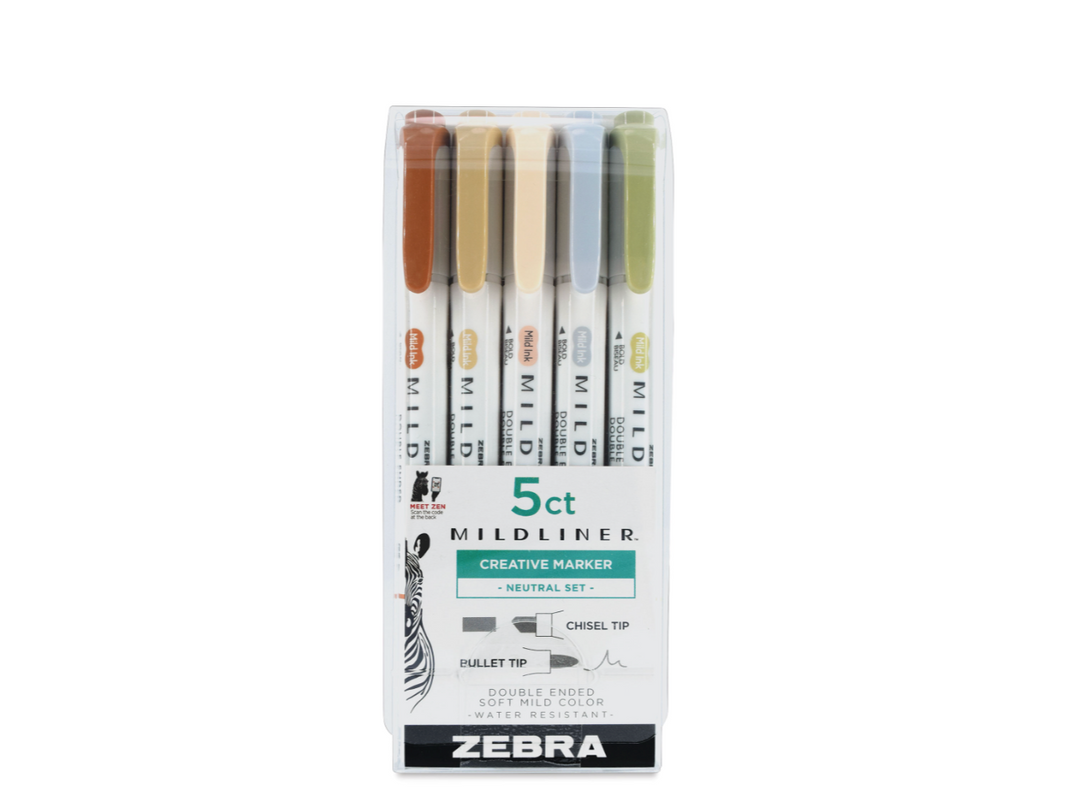 Zebra Mildliner Highlighter - Neutral 5 Pack