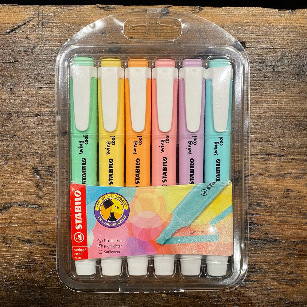 Stabilo Swing Cool Highlighter Set - Pastel 6 Pack – Of Aspen Curated Gifts