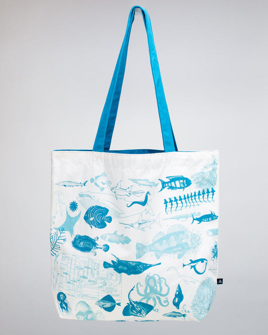 Marine Life Reversible Canvas Tote