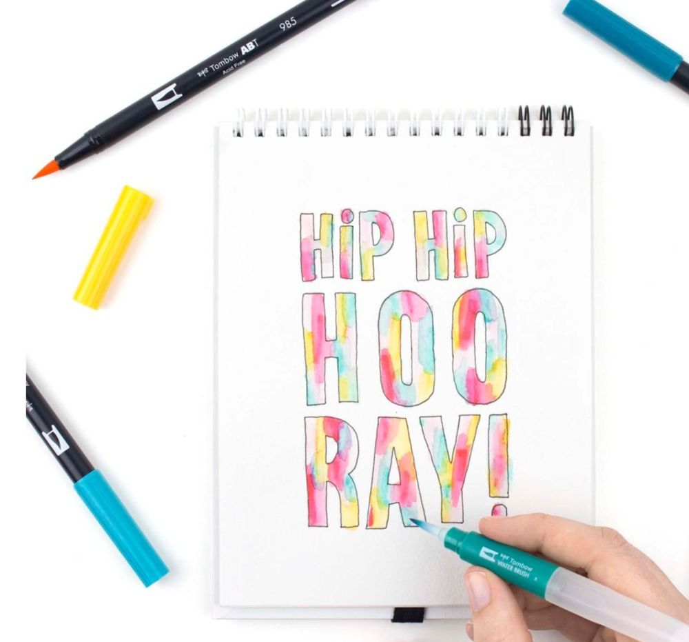 Use your Tombow Dual Brush Pens like watercolors with this handy Aqua Brush Pen! It’s as simple as color with your pen, and then use this brush pen over it to create a watercolor effect. 