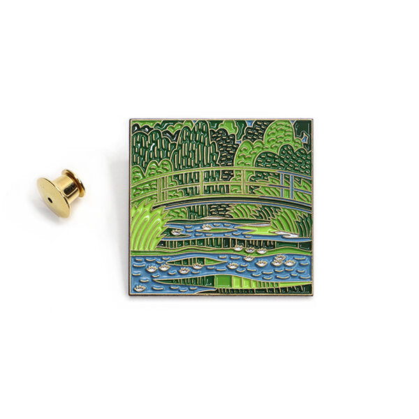 Inspired by Claude Monet’s famous painting, Water Lilies and the Japanese bridge, this enamel pin shows off your love of nature and art at the same time.  The quality of Pin Museum pins are the best you will find. The colors, the material... and please note - we don't sell any pin unless we include these special locking pin backs to help keep your traveling art museum safe and secure.  P.S. Have you toured Monet’s garden?
