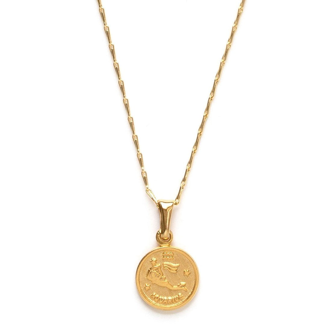 Zodiac Medallion Necklace - Aquarius