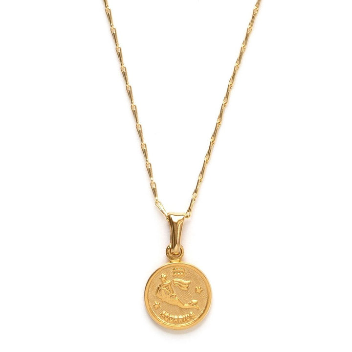 Zodiac Medallion Necklace - Aquarius